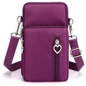 Women's Purple 2 Small Crossbody Waterproof Nylon Purse Mini Shoulder Travel Bag